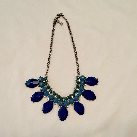J. Crew Blue/Green and Gold Statement Necklace - Picture 3 of 5